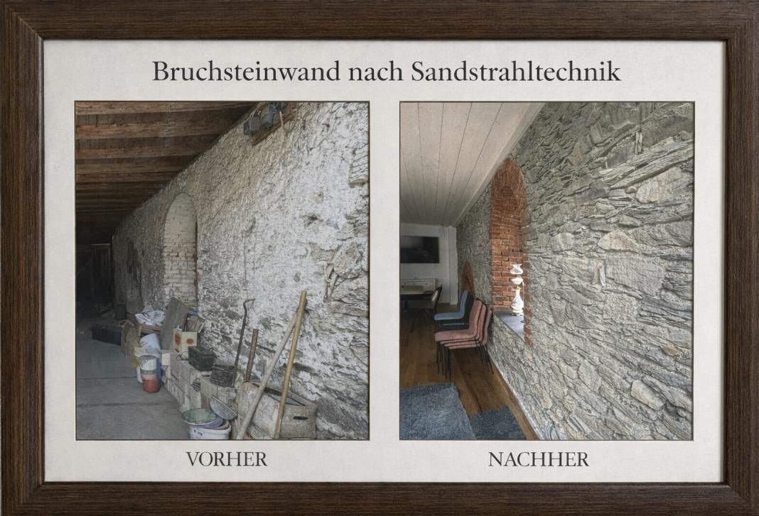 Vorher Nachher Vergleich der Bruchsteinmauer