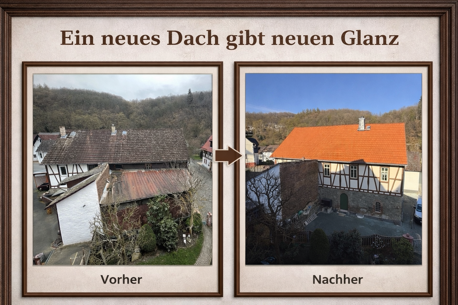 Vorher Nachher Vergleich des Daches